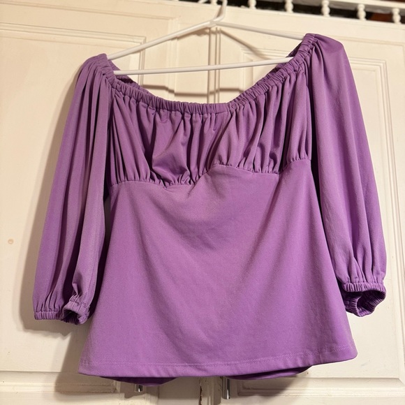 - Chic Nation | Spring Purple Smock Boho Top 3/4 sleeves - Picture 3 of 8